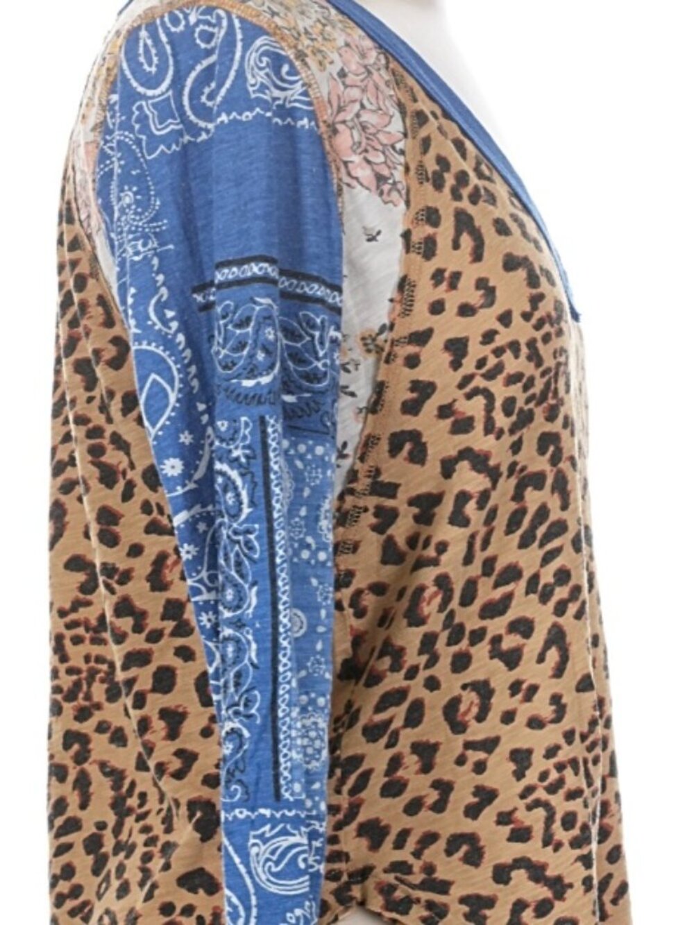 Free People We The Free Friday Night Mixed Print Long Sleeve Top Boho Cozy XS - Picture 10 of 13